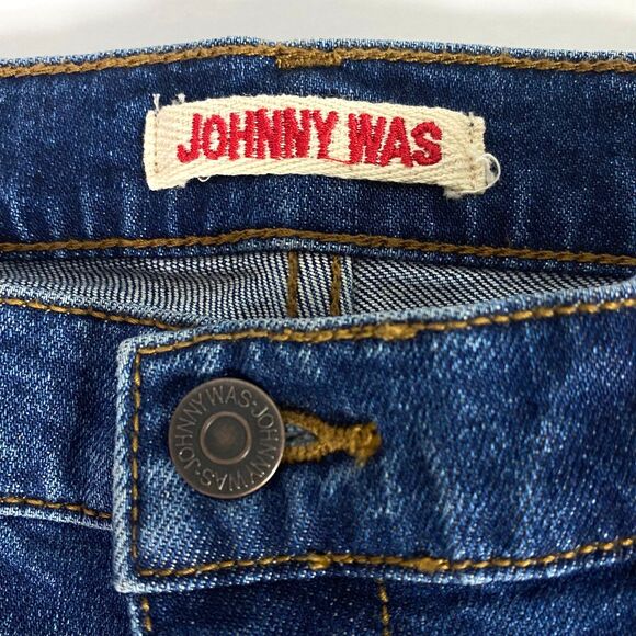 Johnny Was The Flare Embroidered Jeans Womens 25 Multicolor Floral Celestial - Picture 5 of 16